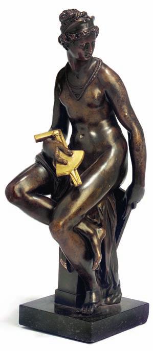 326 An Italian patinated and gilt bronze figure, after giovanni da Bologna, "giambologna" (1529-1608), "Architecture",