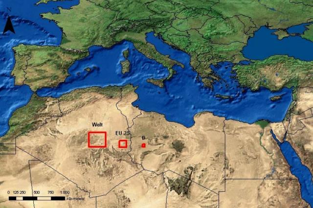 Desertech ideen : Sol fra Nordafrika til Europa Vi skal bruge et frimærke i Sahara Så bliver det