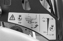 Stamp Sæt gashåndtaget i rastestillingen / Maskinen må kun føres i håndføringsstangens gribeområde.