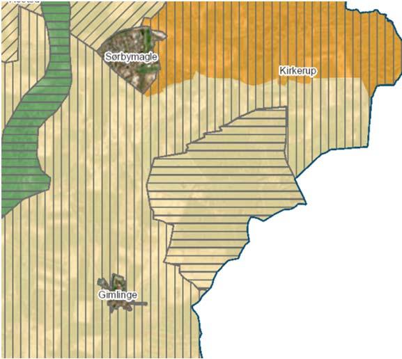 Visualisering Orbicon Kommuneplanens retningslinjer og kommunens vurdering Filtermatricen skal anlægges i et område som ifølge Slagelse Kommuneplan 2013 er udpeget som beskyttet landbrugsflade.