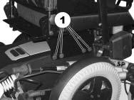 9.3 Indstilling af sædevinkel 9.3.1 Elektrisk Brugsanvisningen til styrepulten indeholder anvisninger om den elektriske indstilling. 9.3.2 Manuelt Sædevinklen indstilles ved hjælp af de to hulplader, der er placeret til højre og venstre under sæderammen.