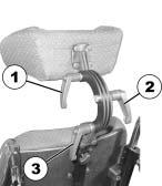 9.6 Indstilling af hovedstøtten ADVARSEL: Der er risiko for tilskadekomst, hvis elkørestolen bruges som bilsæde, og hovedstøtten ikke er rigtig indstillet eller er monteret forkert!