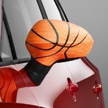 Spejlkapper, basketball Tilfør et personligt præg på din bil. Fremstillet i meget modstandsdygtig ABS. Erstatter de originale spejlhuse.