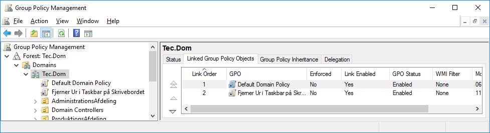 i Link Order (rækkefølgen) står Default Domain Policy først, så det er den GPO som har 1.