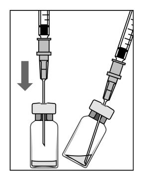 Følg nedenstående vejledning ved klargøring af Lucentis til den intravitreale injektion: 1. Før optrækning skal den udvendige del af hætteglassets gummiprop desinficeres. 2.