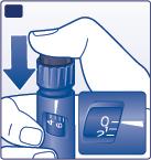 Z vrtenjem izbirnika odmerka ne boste injicirali insulina. K L Potisni gumb držite povsem pritisnjen in pustite iglo pod kožo vsaj 6 sekund. Tako zagotovite injiciranje celotnega odmerka.