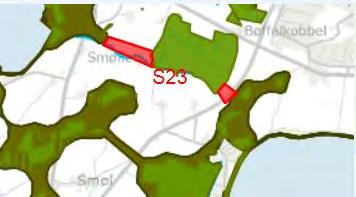 Her bør der ses på muligheden for en forbindelse syd for lufthaven og videre langs kysten til Spang Nor. S23.