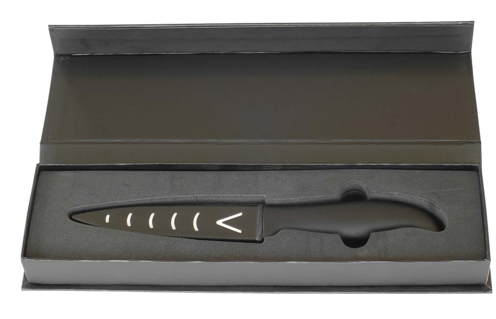 Protection cover for blade in HDPE. Blade length 00mm / Total 20mm. Delivered in a black box with EVA inner. KX400330 KABI Keramisk Kniv 5 Keramisk klinge.