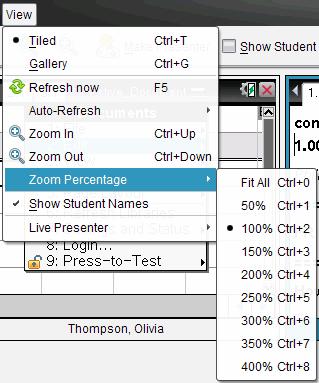 For at zoome til et valgt niveau klikkes der på Visning > Zoomprocent, og niveauet vælges.
