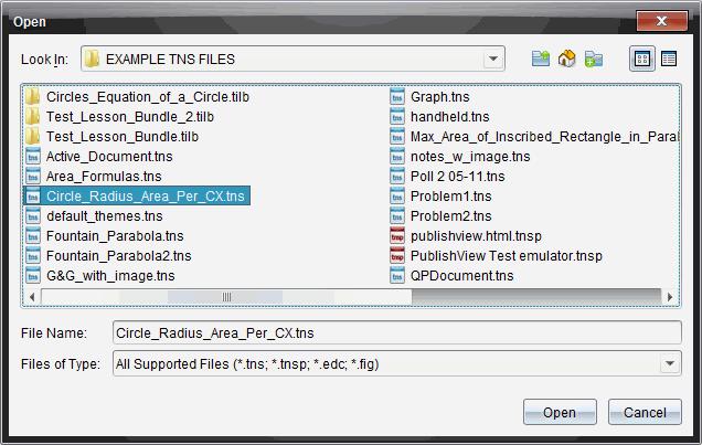 2. Brug filbrowseren til at finde filen, du vil åbne, og klik på filen for at markere den. 3. Klik på Åbn. Dokumentet åbnes i arbejdsområdet.