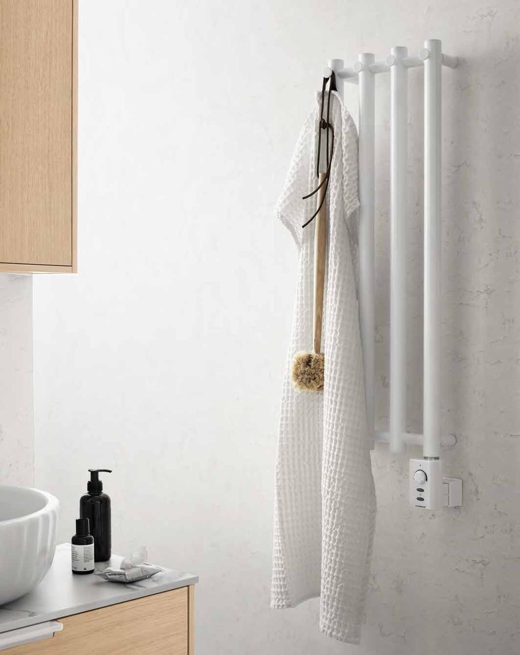 En vandbåren håndklædetørrer kan også drives udelukkende på el, og så kræves der en elpatron.