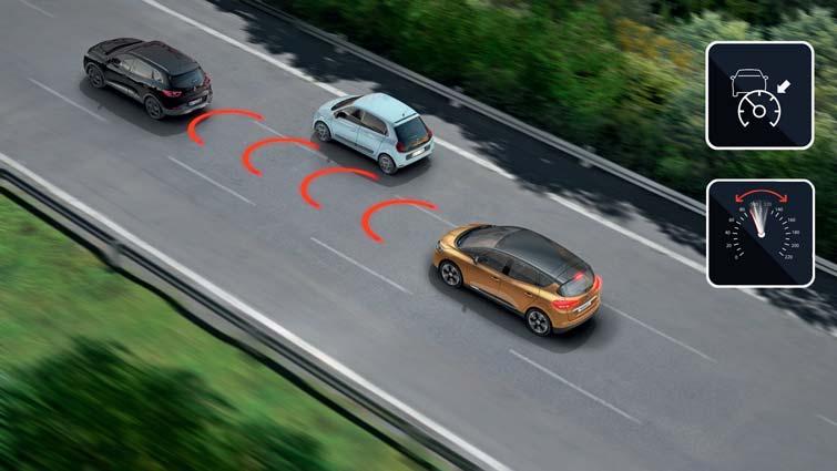 Adaptive cruise control* Hold sikker afstand til bilen foran dig.