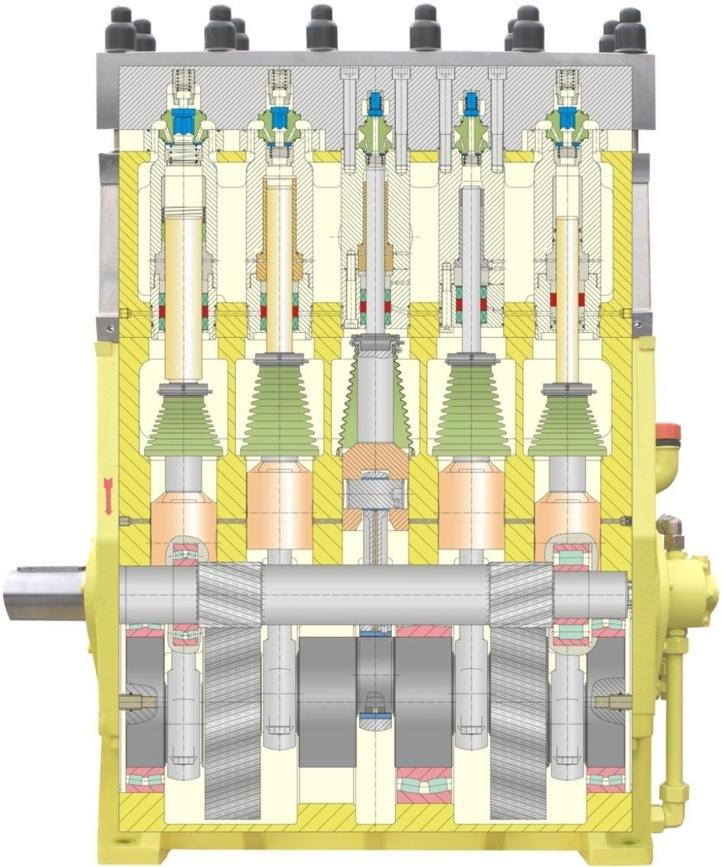 Hammelmann pump design Cross Sectional VIEW Vertical plunger pump with 3, 5 or 7
