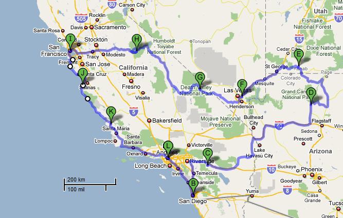 Dag 17: Afgang fra San Luis Obispo til Los Angeles, hvor bilen afleveres, og der er fly mod København kl.