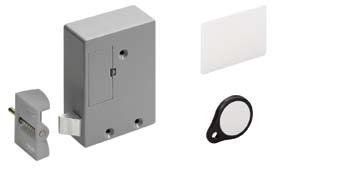 lock RFID Fallelås 125 khz Fallelås RFID 125 khz Læse- og styreenhed med integreret låsemekanisme Anvendes til drejelåger, klapper og skuffer (LAD) i møbler Kan anvendes som åbnemekanisme i