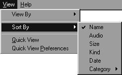Med Windows 95/98/NT Vælg View By i menuen View, og vælg herefter sorteringsrækkefølgen fra undermenuen. Quick View af billeder Afspiller billederne på harddisken som miniaturebilleder.