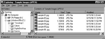 ARKIVPANELETS FUNKTIONER Træk-og-slip betjening Billeder kan kopieres og flyttes fra arkivpanelet til Windows Stifinder (Desktop i Macintosh'en) ved trækog-slip betjening.