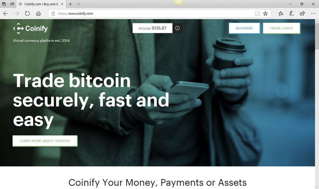 Ved opslag på bitcoin.dk den 14. marts 2018 blev sekretariatet automatisk viderestillet til coinify.com, hvoraf sekretariatet har taget følgende kopi: Ved fornyet opslag herpå den 11.