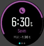 Ud over søvnoversigten kan du følge din generelle søvntendens med søvnindsigten. På urets forside skal du trykke på knappen nederst til højre, indtil displayet SØVN vises.