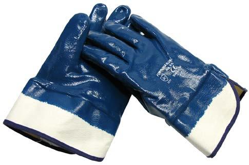 Handsker med belægning Fortuna Blue m/krave Basishandske bomuld yet handske med manchet Nitril-belægning Glat overflade Kategori: II Heldyppet Hvid krave, blå belægning