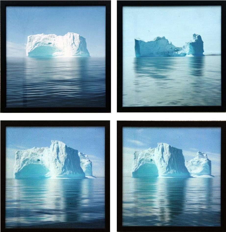 945. Eva Merz ( født 1966 ) Isbjerg, Qaqortoq, Sydgrønland. 1 2 3 4. Inkjet print 1/3. 32cm x 32cm.