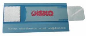 DISKO rensekort består af en plastkerne med et toplag af højkvalitets elastisk mikrofiber, som er fastgjort til kortets kerne ved brug af en højfrekvensteknik.