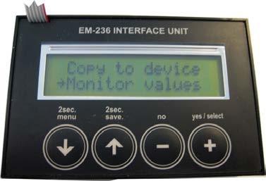 Udlæsning af overvågningsværdier Der er muligt ved hjælp af programmeringsenheden TR-EM-236 at udlæse aktuelle værdier for systemet. Der kan vises 5 værdier.