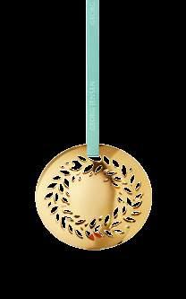 WREATH GOLD PLATED BRASS Classic red ribbon included H: 55 MM W: 62 MM DKK 149 / EUR 22 / GBP 18 / NOK 189 / SEK 179 5 705145 233799 3411516 / HOLIDAY ORNAMENT 2016, WREATH & WREATH GOLD PLATED BRASS