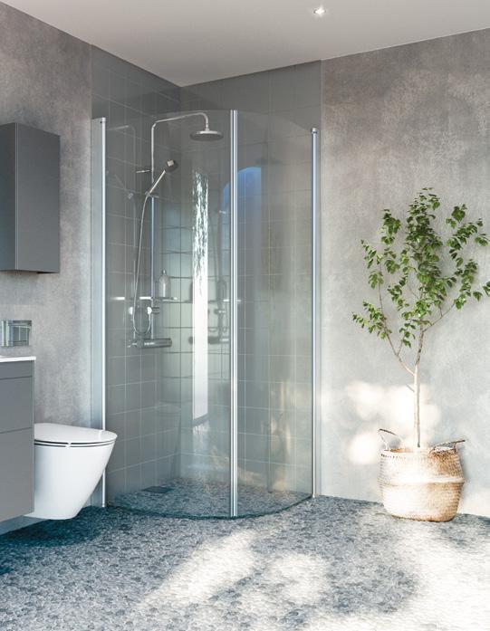 Med Ifö Space kan du kombinere forskellige bredder og lige eller buede vægge for at skabe den bedste løsning til netop dit badeværelse.