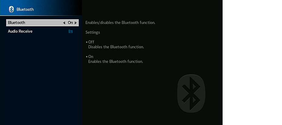 Indstillinger For at annullere indtastningen, vælg "CLEA". Off On Deaktiverer Bluetooth-funktionen. Aktiverer Bluetooth-funktionen. 3 Brug piletaster til at vælge "SAVE" og tryk på ENTE.