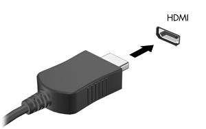 Tilslutning af en HDMI-enhed Computeren har en HDMI-port (High Definition Multimedia Interface). HDMI-porten forbinder computeren til en valgfri video- eller lydenhed, som f.eks.
