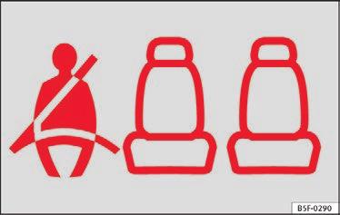 Seleadvarselslampe* Fig. 86 Kombiinstrument: indikator for, at højre bagsædeplads er optaget, og at den tilhørende sikkerhedssele er spændt Kontrollampen minder føreren om at spænde sikkerhedsselen.