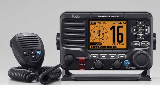 Indbygget AIS-modtager! IC-M506 IC-M506 er den første af Icoms VHF-modeller, som har indbygget AIS-modtager, hvilket gør at du kan få information om søtrafikken direkte på displayet i radioen. Varenr.