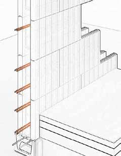 For at sikre væggens forankring til fundamentet, monteres Y10 pr. 250 mm c/c lodret i den ydre halvdel af væggens betonkerne. Den lodrette armering skal forankres med 500 mm i fundamentet og må evt.