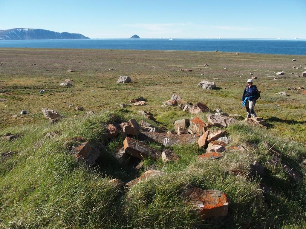 hvalroskranier og knogler. Dette atypisk beliggende vinterhus er formentligt det sidst beboede på lokaliteten og vel fra før eller lige omkring Thule-stationens anlæggelse inde på Uummannaq. Fig. 6.