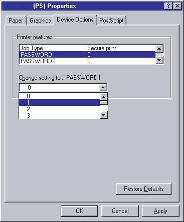 Postscript-emulering 1. Vælg Gem på disk (1) under fanen Enhedsindstillinger. 1 1 2 2.