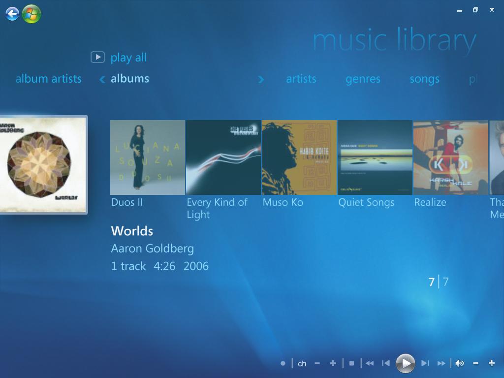 Brug af Musik med Windows Media Center Du kan kopiere digitale musikfiler og organisere et musikbibliotek ved brug af musikbibliotek i Windows Media Center eller ved brug af Windows Media
