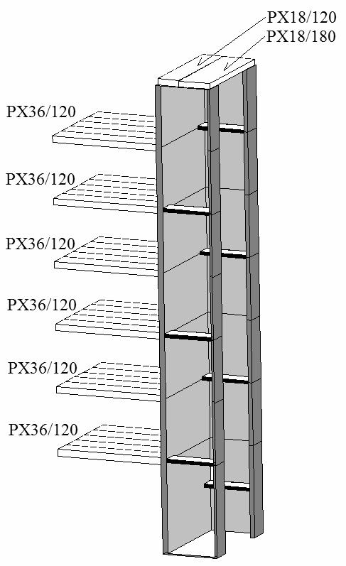 F 5. Pælefundering På Figur 5.7 er profilets laster vist. Figur 5.7 Opbygning af trappeskakten Pæleværket dimensioneres i brudgrænsetilstand.