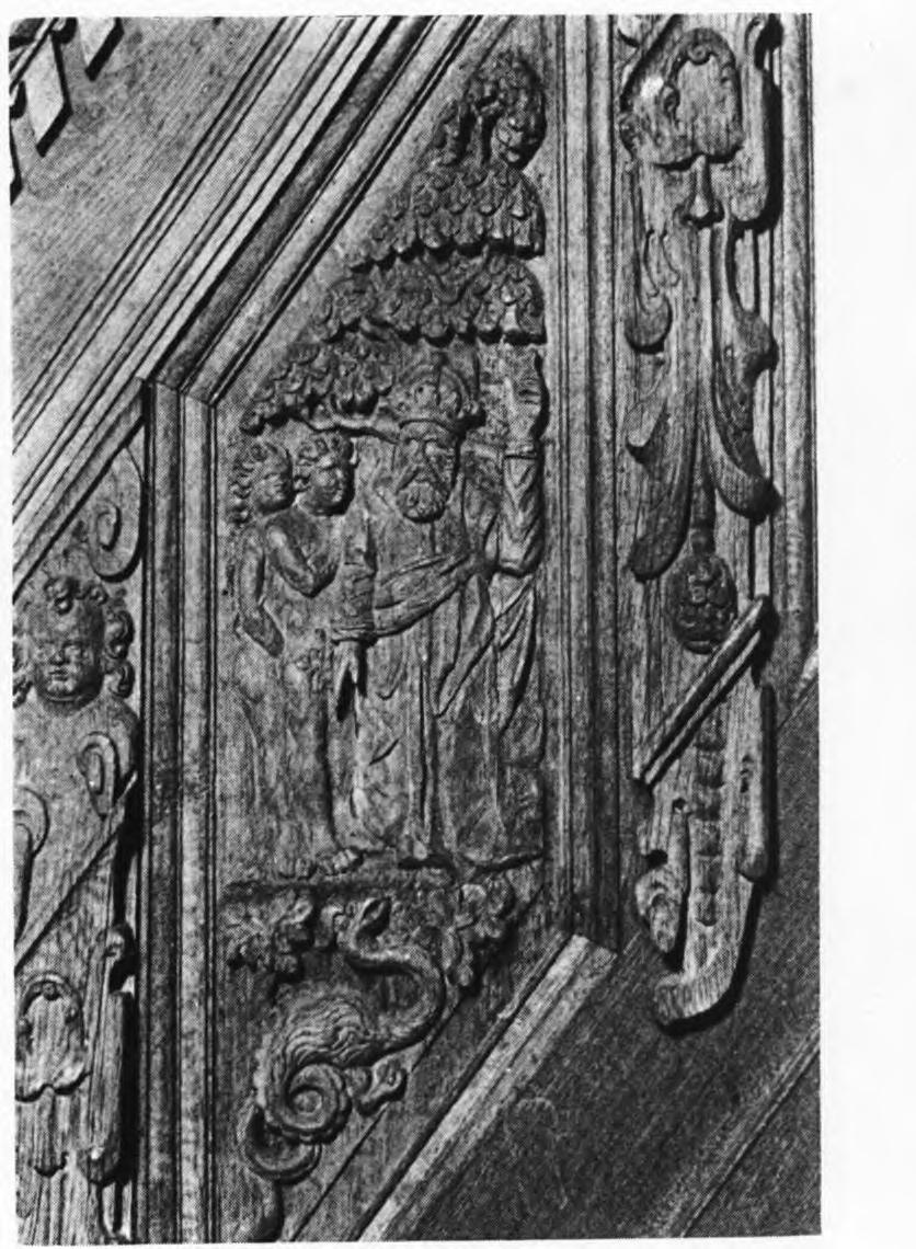 BORUP KIRKE 1187 E. M. 1946 E. M. 1946 Fig. 11. Borup. Detail af Prædikestolsopgang Fig. 12. Borup. Detail af Prædikestolsopgang (S. 1186).