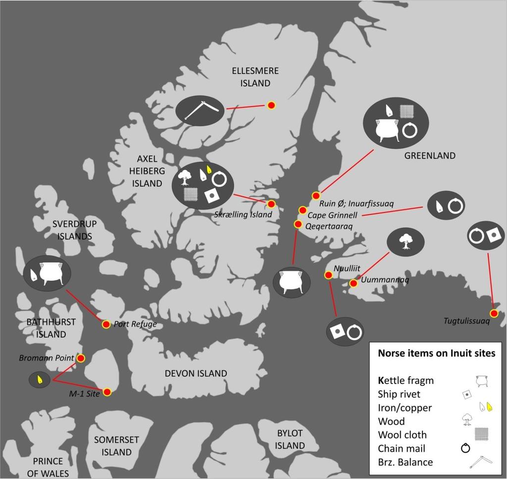 De norrøne metalfund fra Nuulliit i kontekst: kortlægning af alle kendte norrøne genstande fra Thule-bopladser i og omkring Nordvands-området. (Kort og research ved MA).