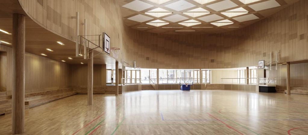 Hallen skal kunne rumme de pladskrævende idrætsgrene, som indgår i skolens idrætsfag og dyrkes i mange foreninger; håndbold, badminton, basket, volleyball, floorball, fodbold.