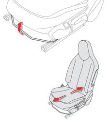 Forsæder Komfort Forsæder med manuel indstilling Af sikkerhedsmæssige årsager må sæderne kun indstilles, når bilen holder stille.