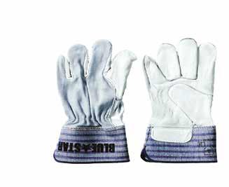 10 1 12 OKSEHUDS INDUSTRI/ SVEJSEHANDSKE Hvid oksehuds handske af udsøgt læder med spaltoverhånd og gummieret manchet.