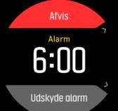 Alarm Dit ur fungerer også som vækkeur, som kan lyde en gang eller gentagne gange på særlige dage. Aktiver alarmen fra indstillingerne under Alarm» Alarm.
