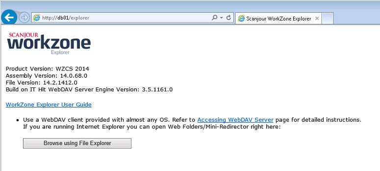 WorkZone Explorer2014 R2 3. Kom godt i gang WorkZone Explorer bruger WebDAV (Web Document Authoring and Versioning), som er en standard dokumentprotokol over HTTP.