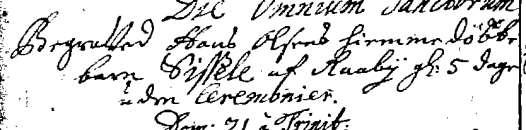 Sissel (Kirsten): 1702 beghravet Sissel: