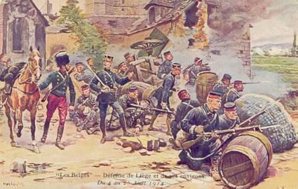 Skitse af Fort Fléron. Fra The Battle of Liège, Belgium August, 1914 Minekasterens meget krumme skudbane gjorde det muligt at beskyde bl.a. fortets strubekaserne, hvilket eller ikke var muligt med almindeligt artilleri.