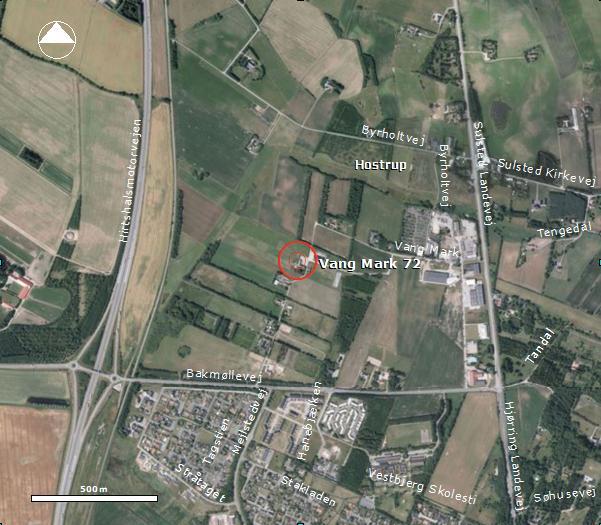 Orto-foto viser placeringen af byggeriet og området jf.