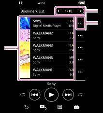 Bogmærkelisteskærm Du kan lytte til sange, som du på forhånd har registreret til en bogmærkeliste. Du kan tilføje sange til bogmærkelister på afspilningsskærmen osv.