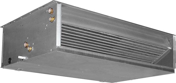 Fancoil - AERMEC VED Leveringsomfang: VED / VEDi leveres uden kabinet for loft- eller vægmontering. VEDi er med børsteløs ventilatormotor uden friktionstab, som styres trinløst med 0-10V signal.